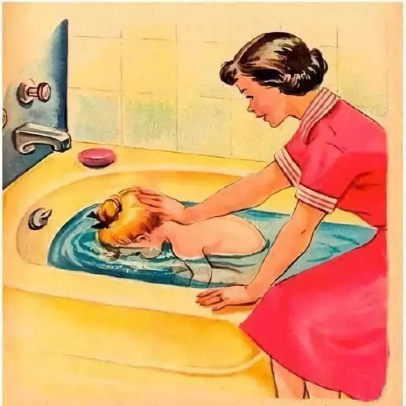 Create meme: Mom was washing Mila, mom washes the baby, Lying in the bathroom