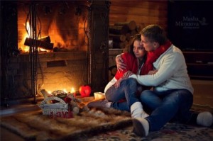 Create meme: romance, fireplace, two by the fireplace animation