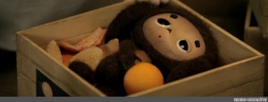 Create meme: cheburashka, Cheburashka in the box of oranges, cheburashka japanese cartoon 2014