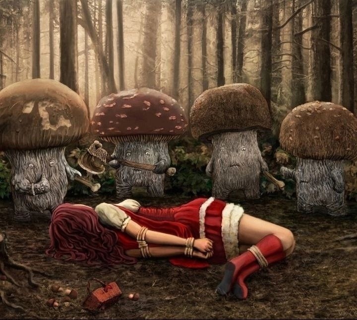 Create meme: Mushrooms are surrealism, fly agaric art, fantasy mushrooms