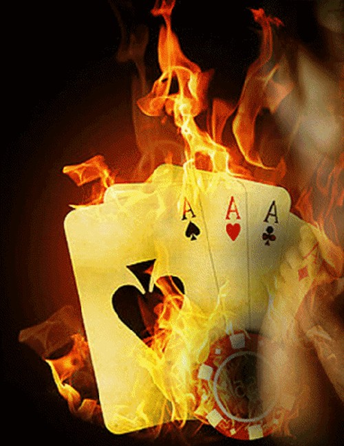 Create meme: Playing cards on fire, burning playing cards, Four aces on fire