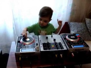 Create meme: DJ vinyls, boy DJ, very small DJ