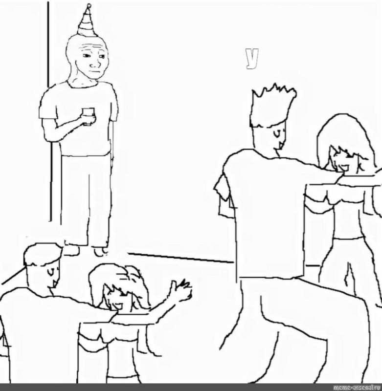 Create meme: hand drawn memes , introvert meme in the corner at a party, the picture meme