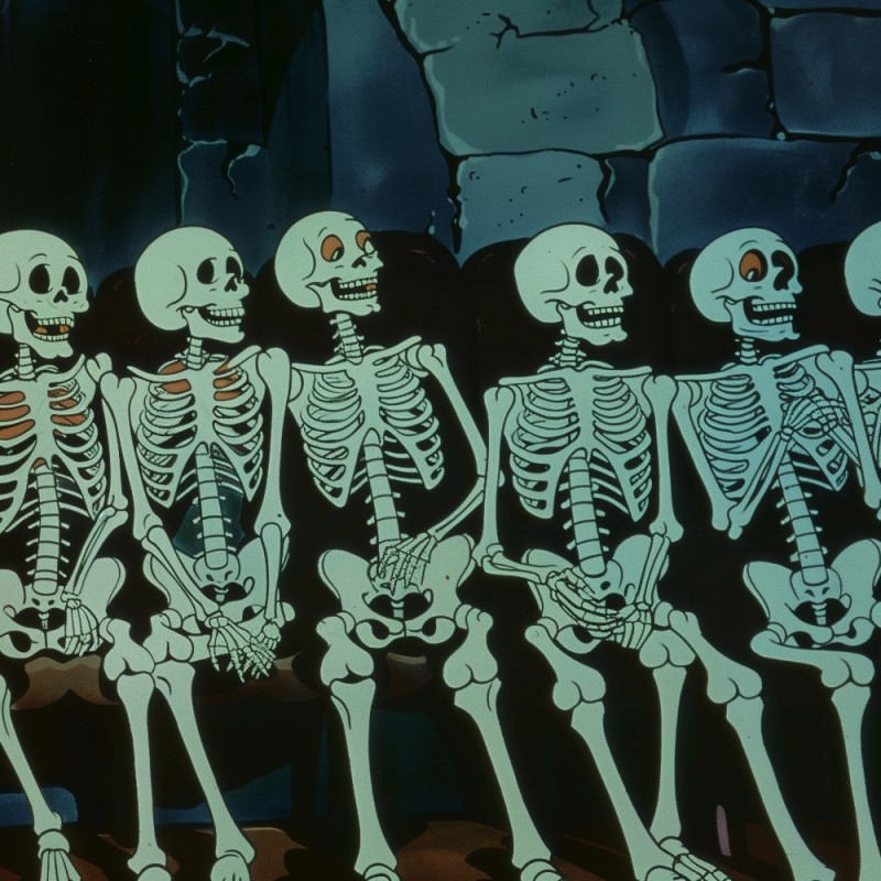 Создать мем: скелеты скелеты, футурама сну сну скелеты, мультик про скелетов