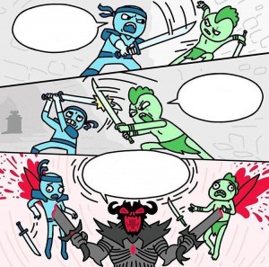 Create meme: meme with ninja with the green men, memes 2018 templates, comics memes