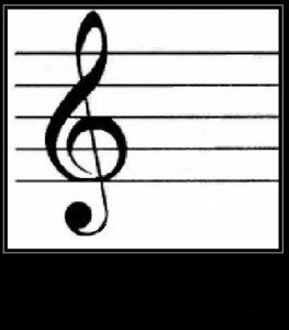 Create meme: stave with notes, treble clef on a stave, treble clef drawing on the musical staff with notes