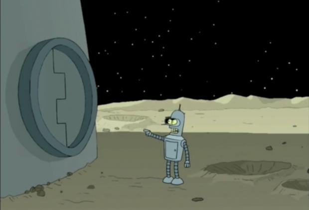 Create meme: bender lunapark, futurama , futurama bender on the moon