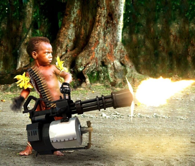 Create meme: funny machine guns, A man with a machine gun, weapons for children