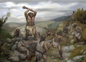 Создать мем: община кроманьонцев, первобытные, неандертальцы против кроманьонцев