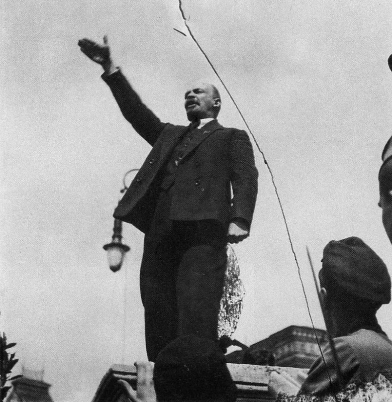 Create meme: lenin vladimir Ilyich on an armored car, Lenin 1917 , revolution Lenin