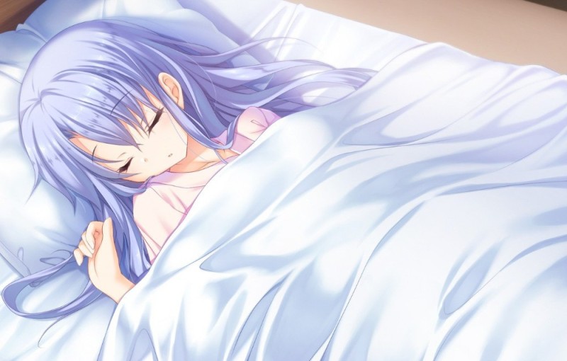 Create meme: sleeping anime girl, anime in bed, anime sleepy