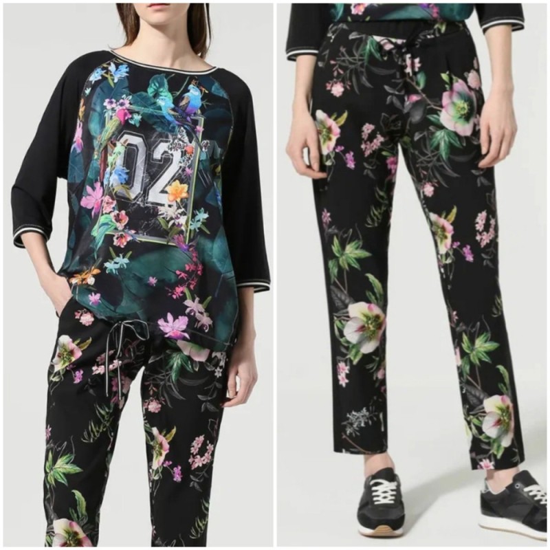 Create meme: betty barclay trousers with embroidery, printed trousers, fashionable clothes