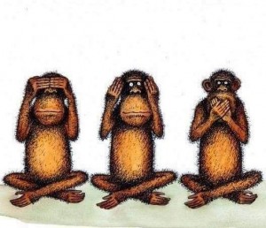 Создать мем: равнодушие, четыре обезьяны ничего, картинка ничего не вижу ничего не слышу ничего никому не скажу