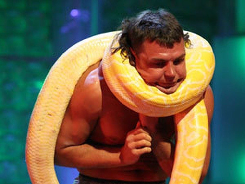 Фото змея душит человека
