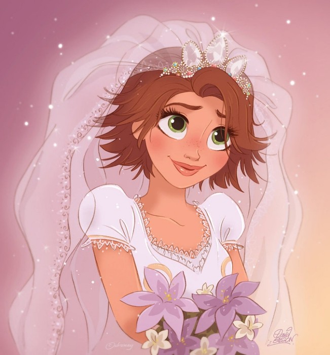 Create meme: Rapunzel with short hair, Rapunzel the Bride cartoon, princesses with short hair