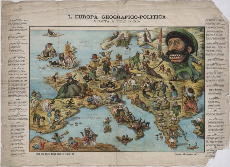 Создать мем: карикатурные карты европы первой мировой войны, итальянская сатирическая карта европы 1870-ых годов, сатирическая карта европы 1870
