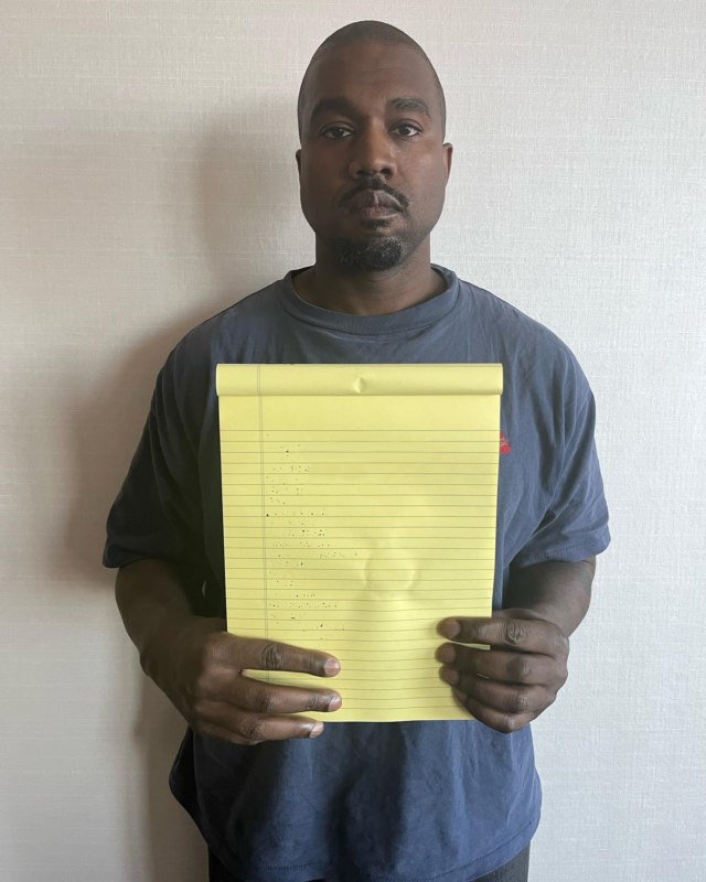 Create meme: Kanye West with a piece of paper meme, Kanye West with a leaflet, kanye west with a leaflet