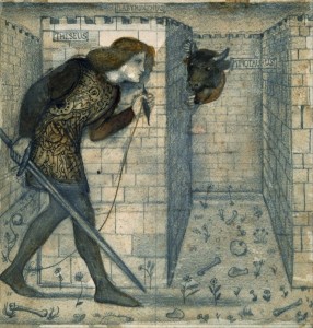 Create meme: middle ages illustration, the Minotaur in the labyrinth, the Minotaur