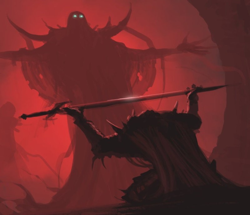 Create meme: red knight art, fantasy demons, the demon warrior 