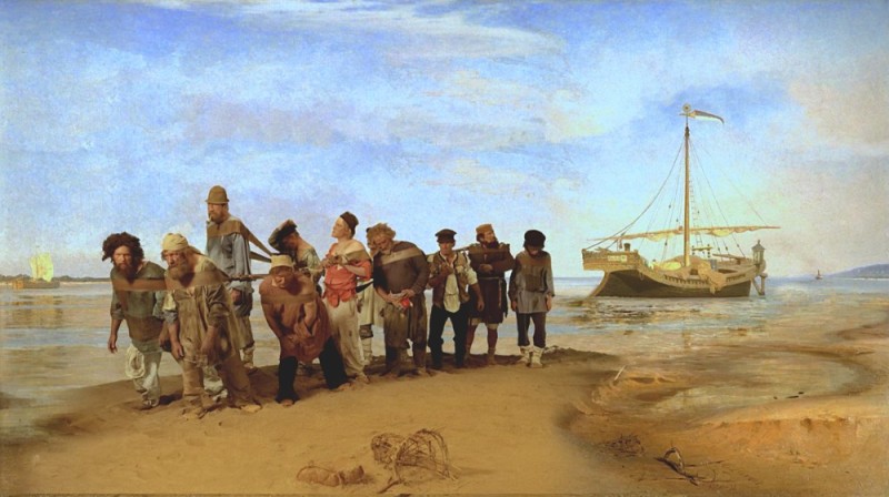 Create meme: Repin's painting barge haulers on the Volga, haulers, boatmen on the volga painting by ilya repin