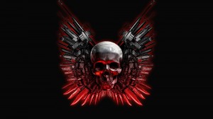 Create meme: Wallpaper expendables, skull with guns, the expendables 2 photo skull