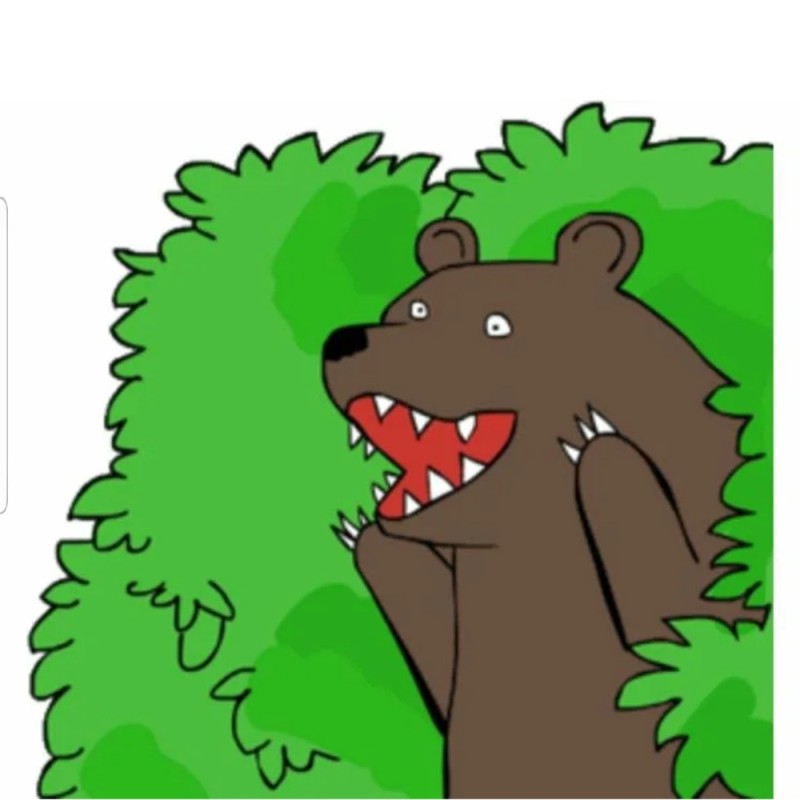 Create meme: bear out of the bushes , bear bushes, meme bear in the bushes screaming