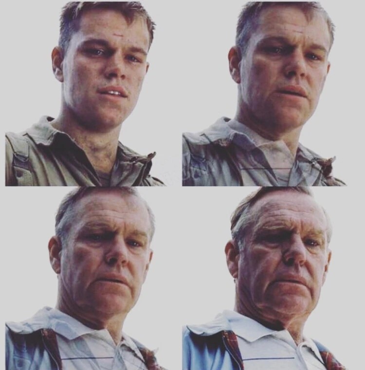 Create meme: matt damon is getting old meme, Matt Damon meme, Saving Private Ryan Matt Damon is old