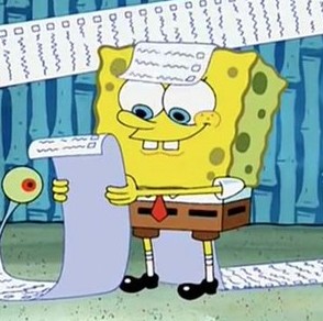 Create meme: spongebob with list, sponge Bob square, spongebob spongebob