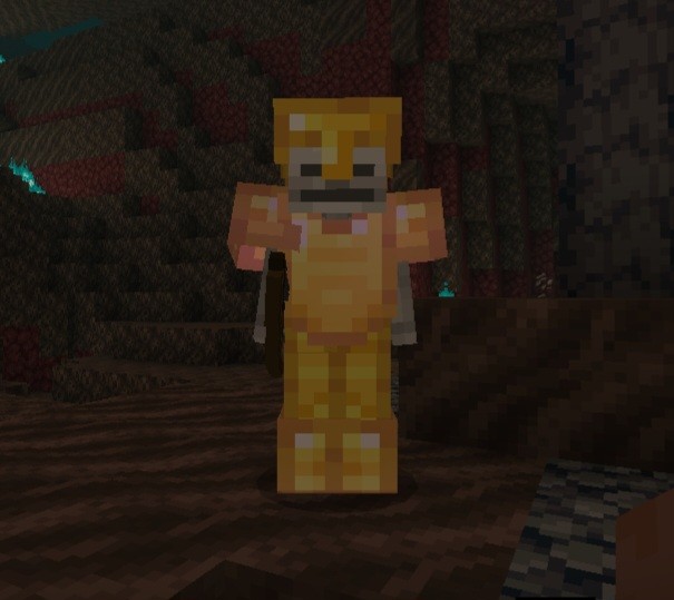 Create meme: ifrit in minecraft, minecraft mod, Steve in the golden armor minecraft