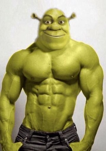 Create meme: Shrek , pumped up shrek, Shrek with a press