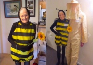 Create meme: funny costumes, costume, morons in the bee costume