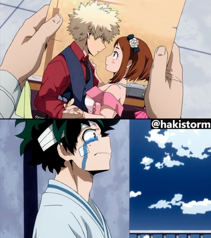 Create meme: Uraraka and Bakugou, Bakugo and Ochako, Uraraka and Bakugo