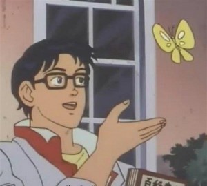 Create meme: meme with butterfly original, man with bow tie meme