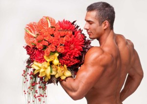 Create meme: man with flowers, a handsome man with flowers
