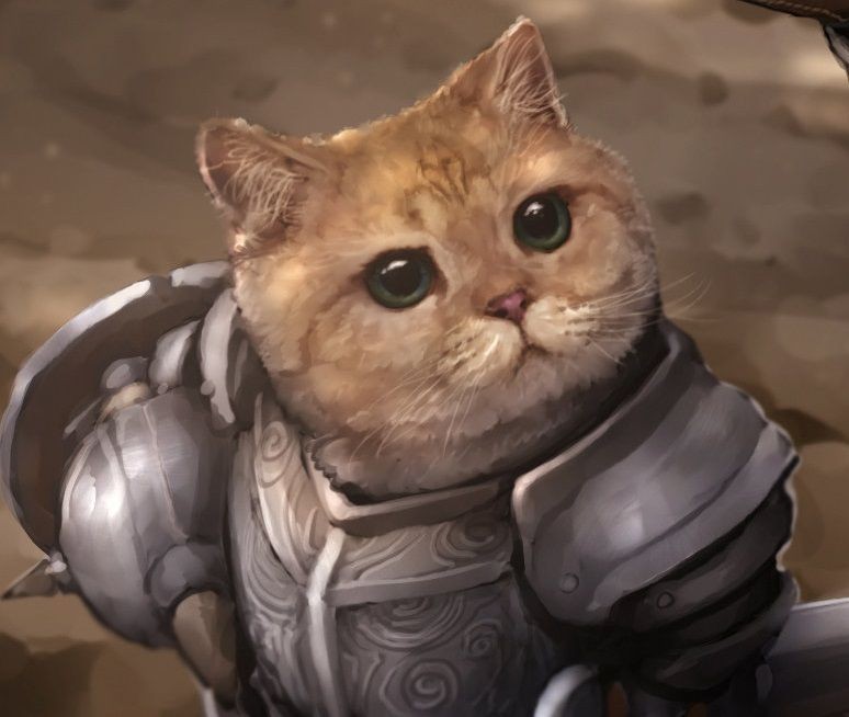 Создать мем: кошка арт, кот, кот рыцарь