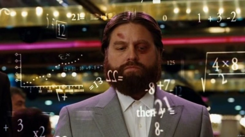 Create meme: the hangover meme with the calculation, Zach Galifianakis the hangover, Zach Galifianakis meme