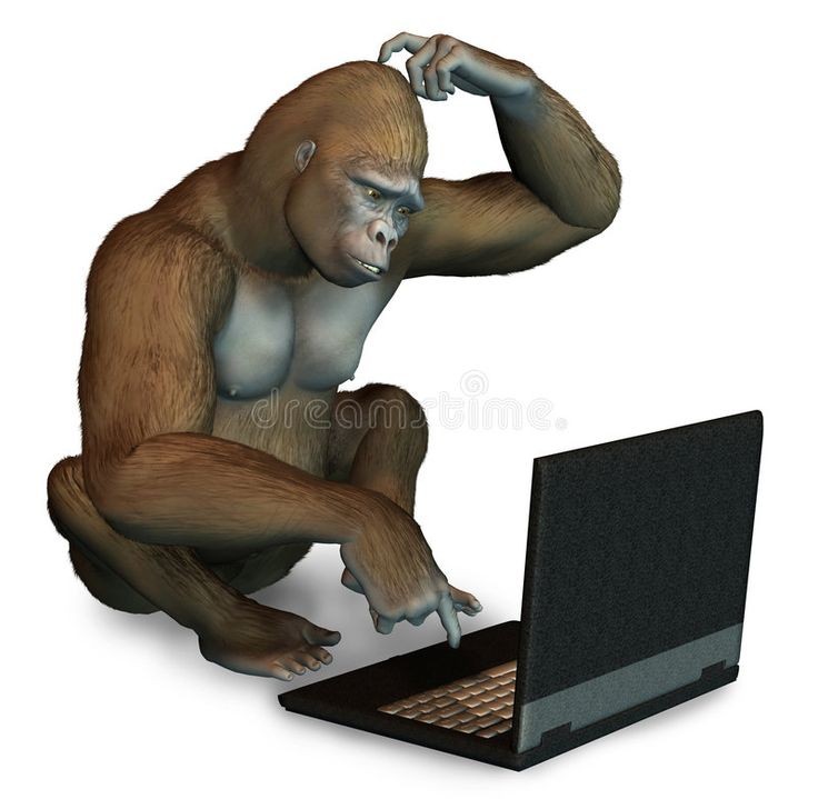 Create meme: monkey behind a computer, The monkey behind the computer, a monkey with a computer