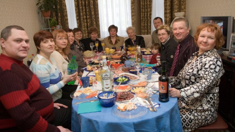 Create meme: family feast, feast with family, family feast in Russia