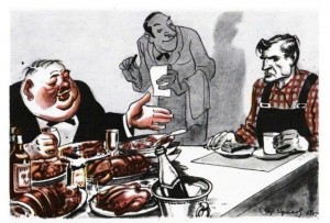 Create meme: Soviet cartoons, in the restaurant the Union of labor and capital