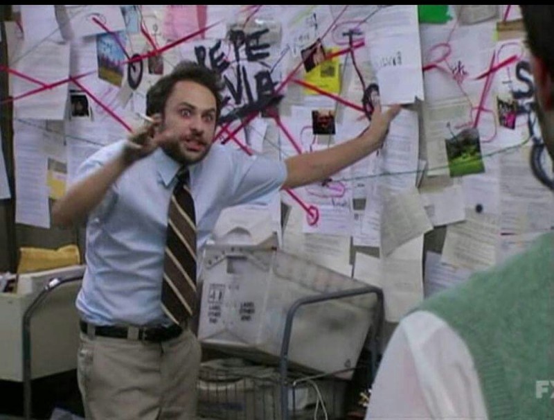 Create meme: meme tv series office, charlie day conspiracy theory meme, Charlie Day it's always sunny in philadelphia conspiracy theory