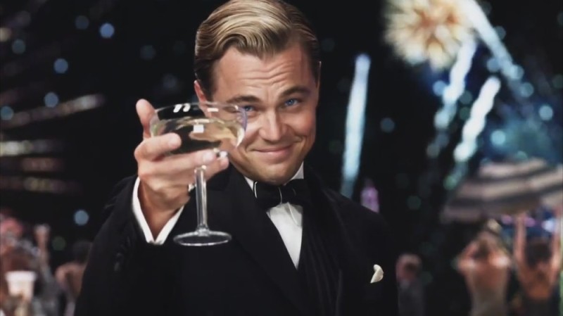 Create meme: DiCaprio Gatsby, Leonardo DiCaprio gatsby with a glass, The great gatsby dicaprio