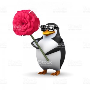 Create meme: penguin with flower meme, penguin with flowers meme, penguin with flowers