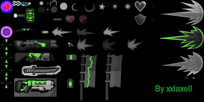 Create meme: skins for tivorlds weapons, teeworlds weapon skins, sprites for 2d weapon games