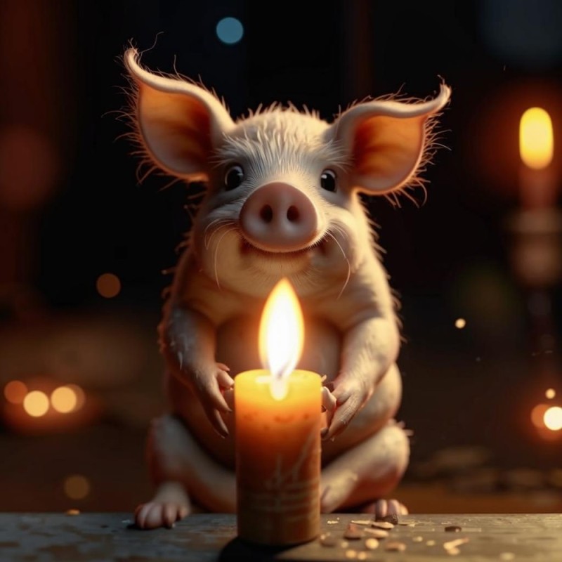 Create meme: cute animals, in the year of the pig, pig 