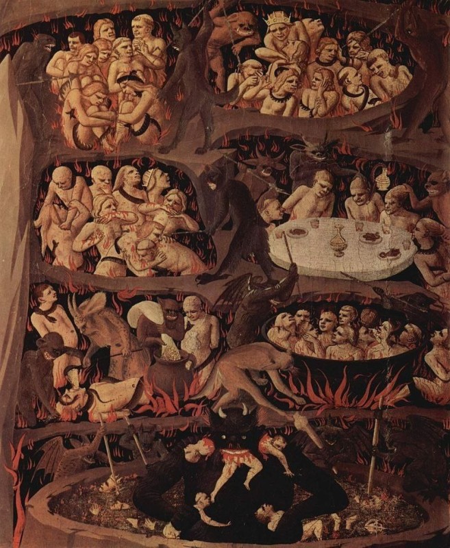 Create meme: Painting of the torment of Hell Bosch, the wicked in hell, Fra Angelico Sinners in hell