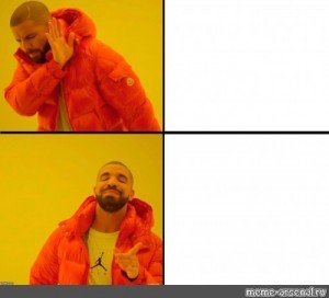 Create meme: meme with a black man in the orange jacket, meme with Drake pattern, meme with Drake