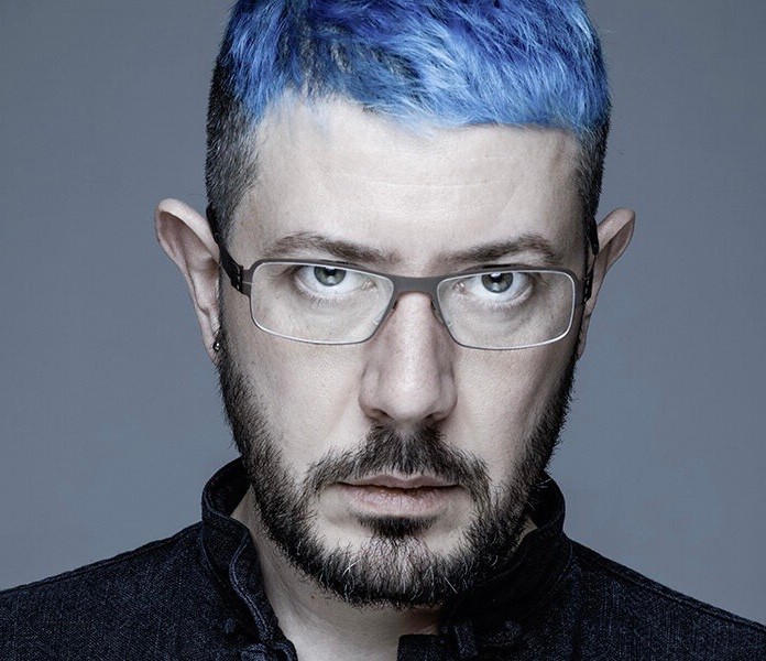 Create meme: Artemy Lebedev with blue hair, artemy lebedev, lebedev artemy andreevich