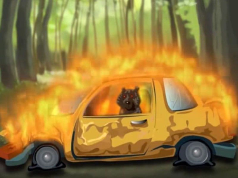 Create meme: bear in a burning car, school 13 the story of two hitchhikers, gaming channel 