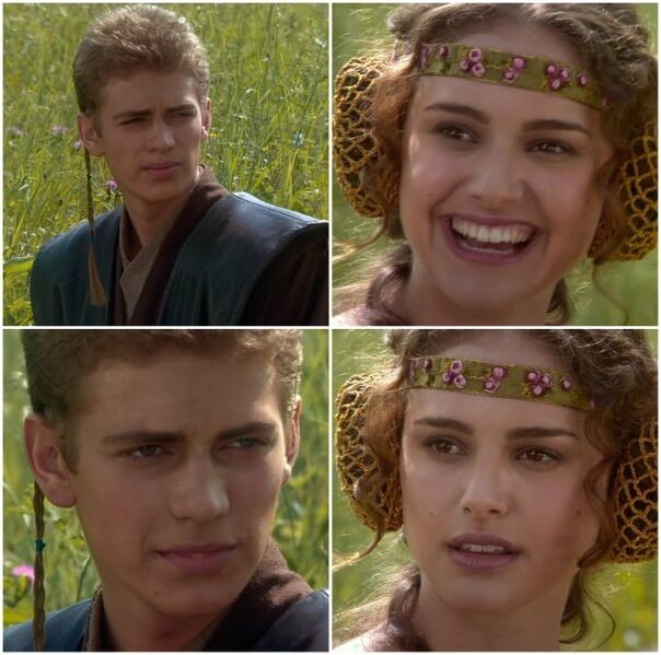 Create meme: Anakin and Padme on a picnic, anakin and padme meme, Anakin and Padme