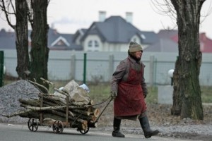 Создать мем: сбор валежника, повозка в деревне, старушка с хворостом